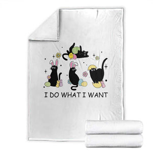 Funny Easter Black Cat Throw Blanket I Do What I Want TS14 White Print Your Wear