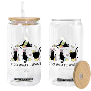 Funny Easter Black Cat Glass Can I Do What I Want TS14 Print Your Wear