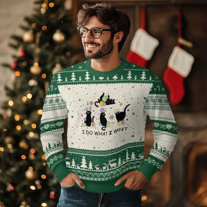 Funny Easter Black Cat Ugly Christmas Sweater I Do What I Want TS14 Beige Green Print Your Wear
