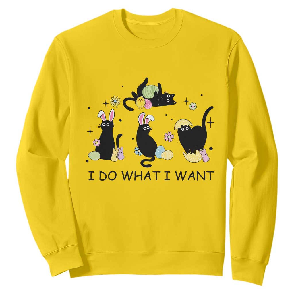 Funny Easter Black Cat Sweatshirt I Do What I Want TS14 Daisy Print Your Wear