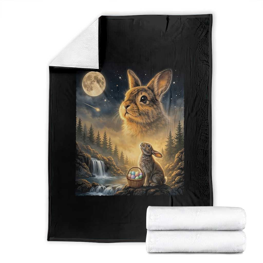 Easter Bunny Howling to the Moon Vintage Throw Blanket TS14 Black Print Your Wear