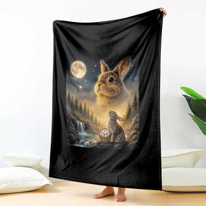 Easter Bunny Howling to the Moon Vintage Throw Blanket TS14 Print Your Wear