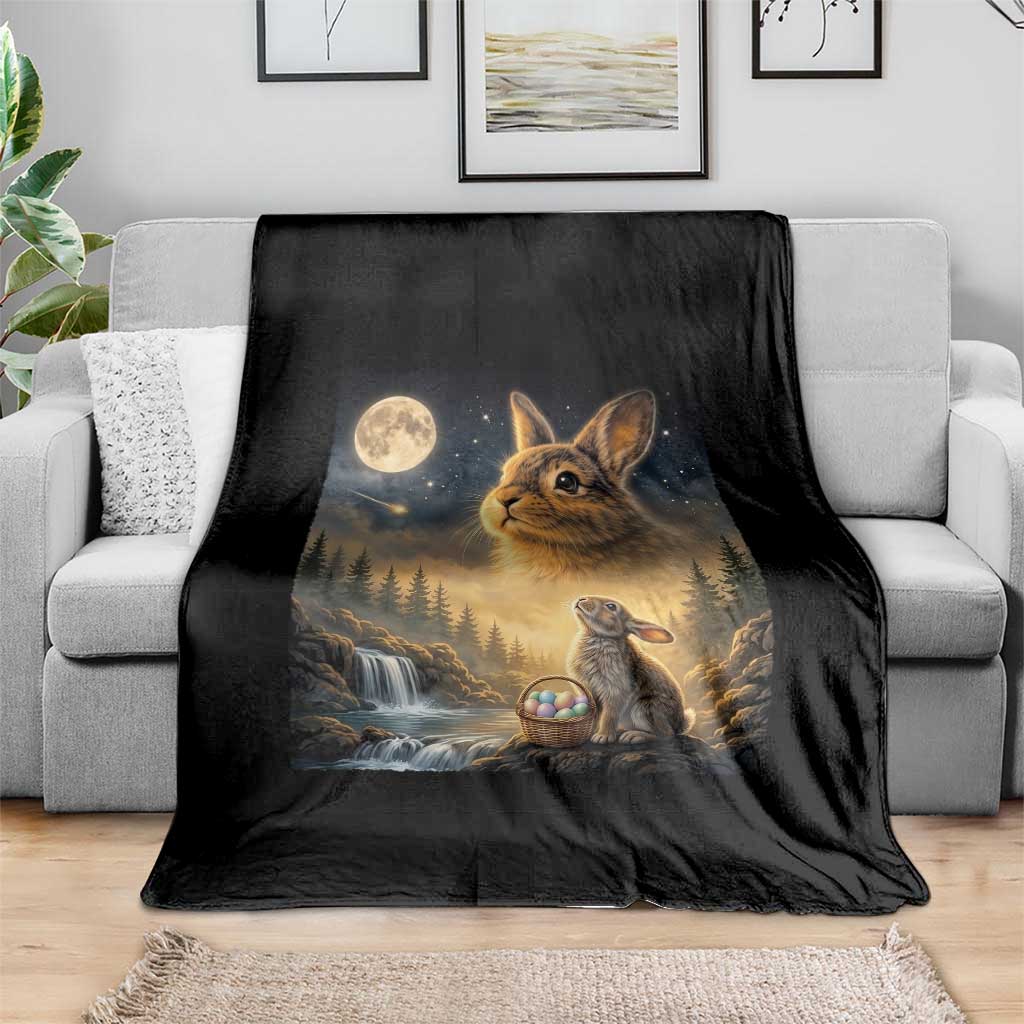 Easter Bunny Howling to the Moon Vintage Throw Blanket TS14 Print Your Wear