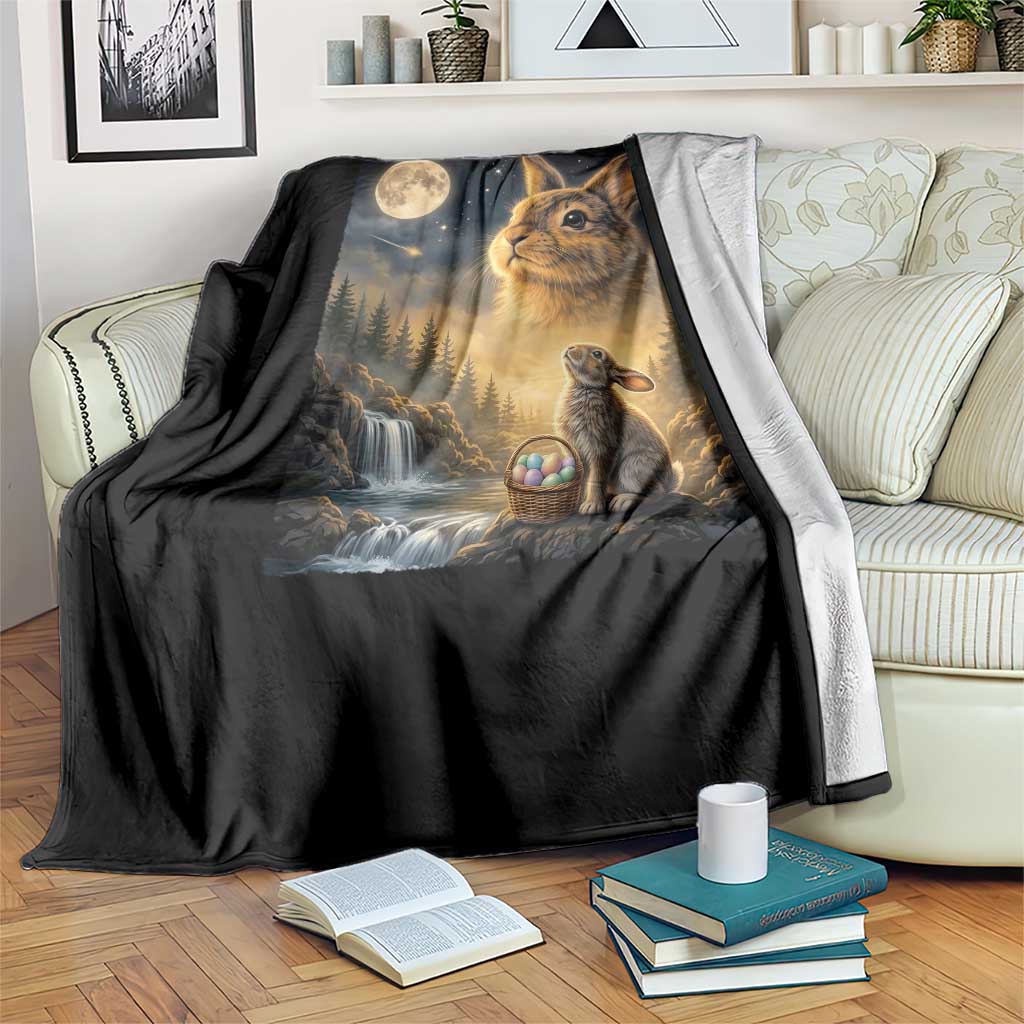 Easter Bunny Howling to the Moon Vintage Throw Blanket TS14 Print Your Wear