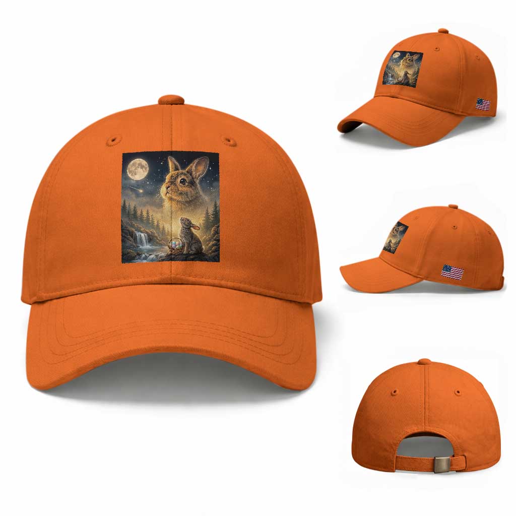 Easter Bunny Howling to the Moon Vintage Baseball Cap TS14 Baseball Cap Universal Fit Orange Print Your Wear