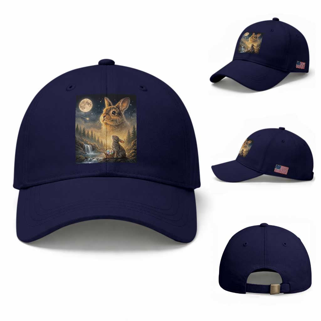 Easter Bunny Howling to the Moon Vintage Baseball Cap TS14 Baseball Cap Universal Fit Dark Blue Print Your Wear