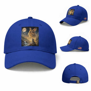 Easter Bunny Howling to the Moon Vintage Baseball Cap TS14 Baseball Cap Universal Fit Royal Blue Print Your Wear