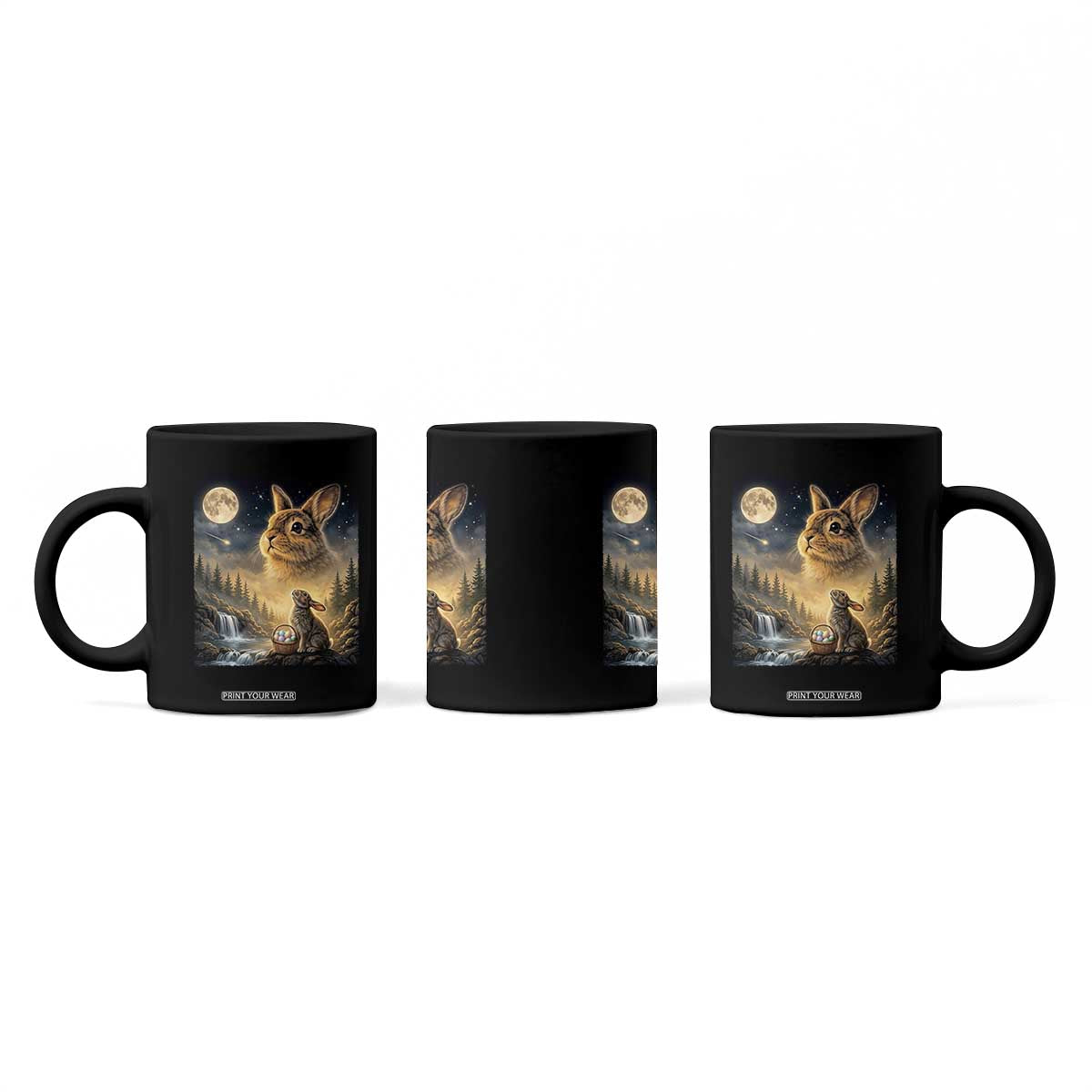 Easter Bunny Howling to the Moon Vintage Coffee Mug TS14 Print Your Wear