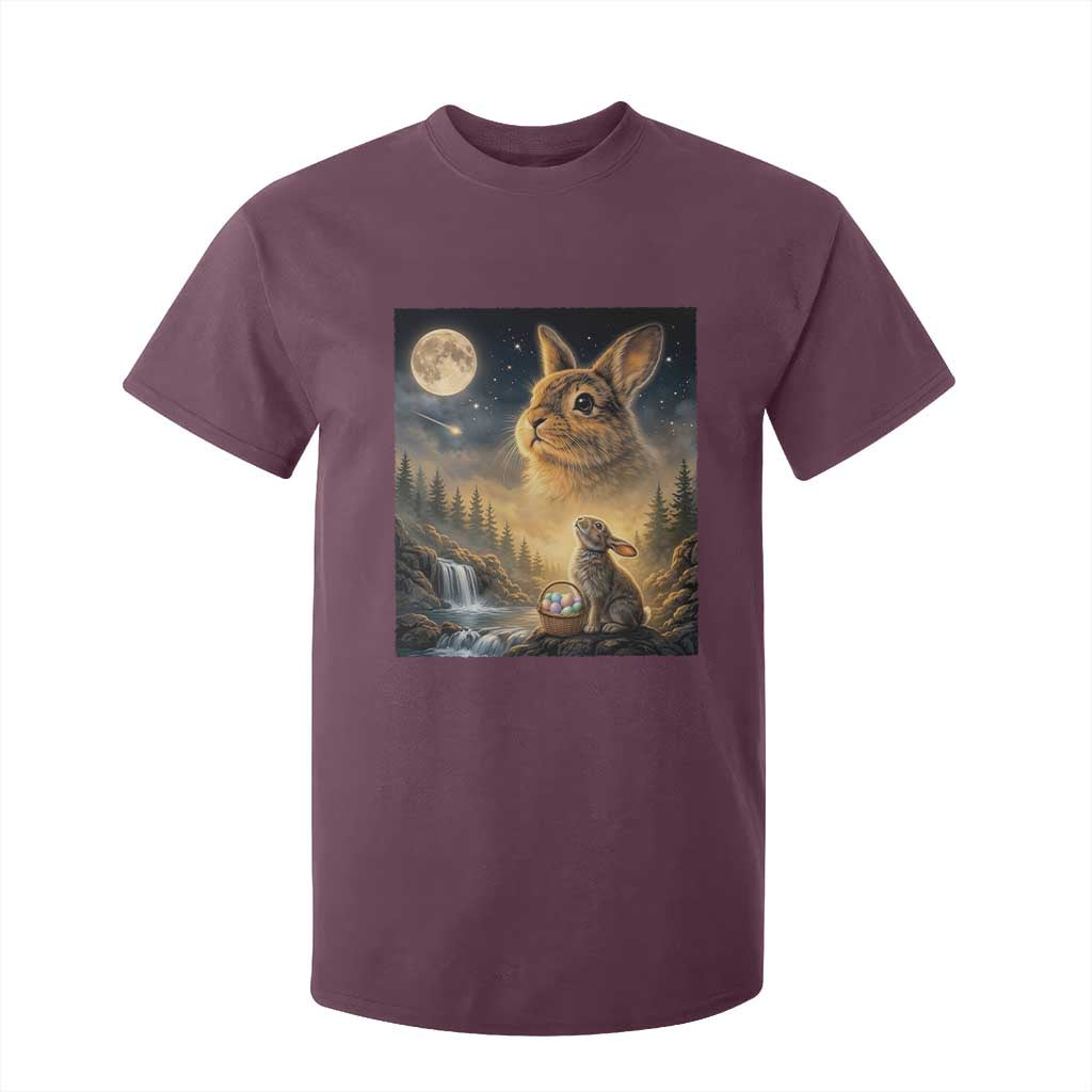 Easter Bunny Howling to the Moon Vintage T Shirt For Kid TS14 Maroon Print Your Wear