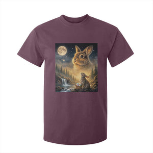 Easter Bunny Howling to the Moon Vintage T Shirt For Kid TS14 Maroon Print Your Wear