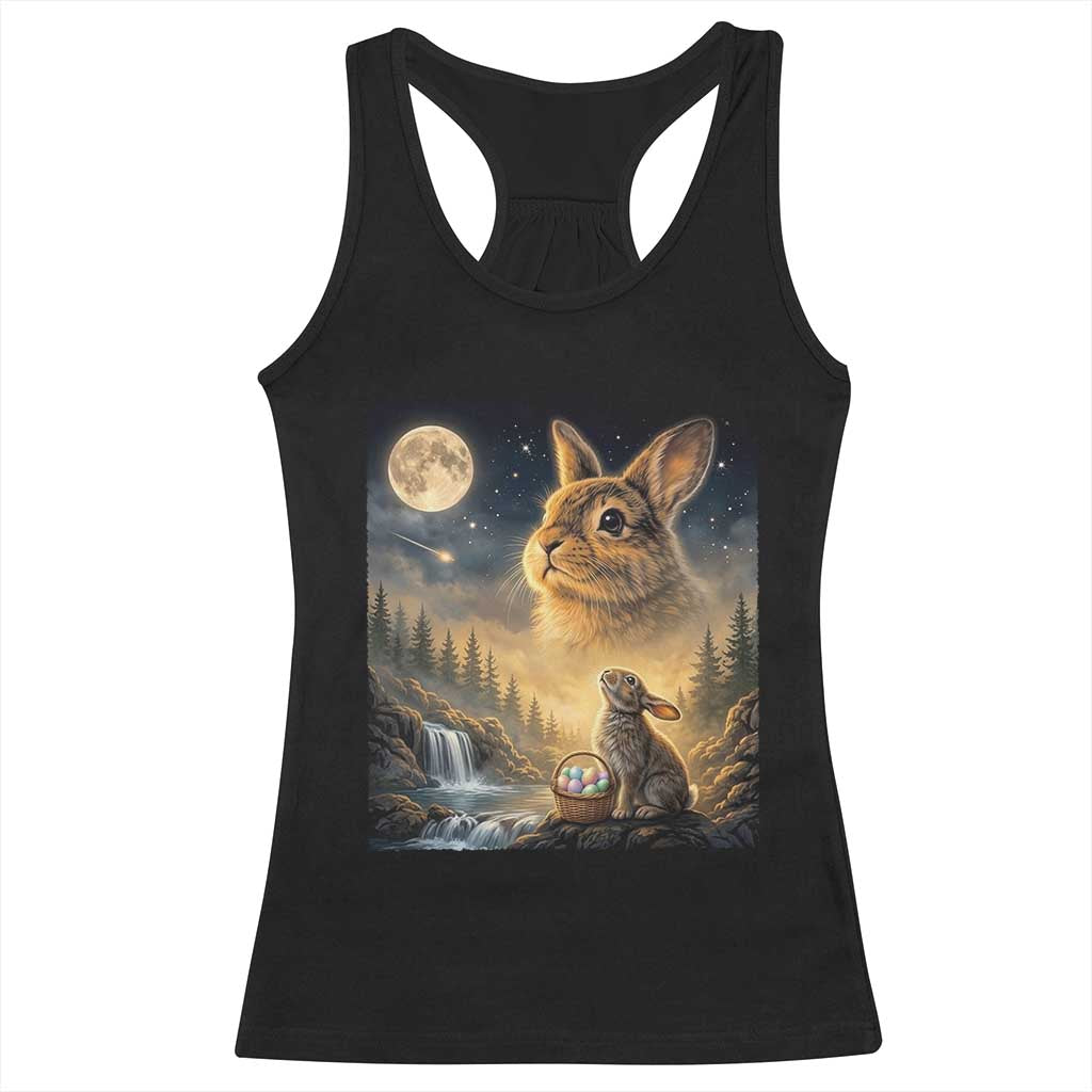 Easter Bunny Howling to the Moon Vintage Racerback Tank Top TS14 Black Print Your Wear