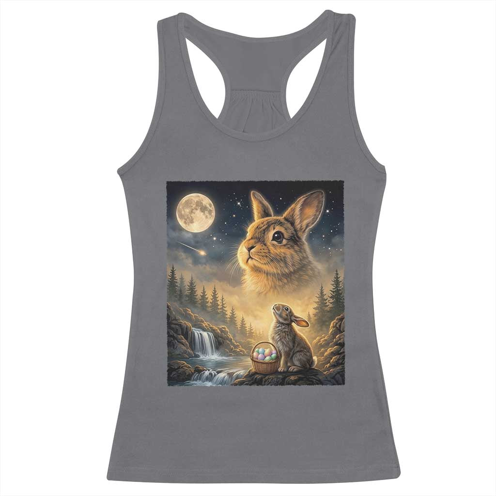Easter Bunny Howling to the Moon Vintage Racerback Tank Top TS14 Charcoal Print Your Wear