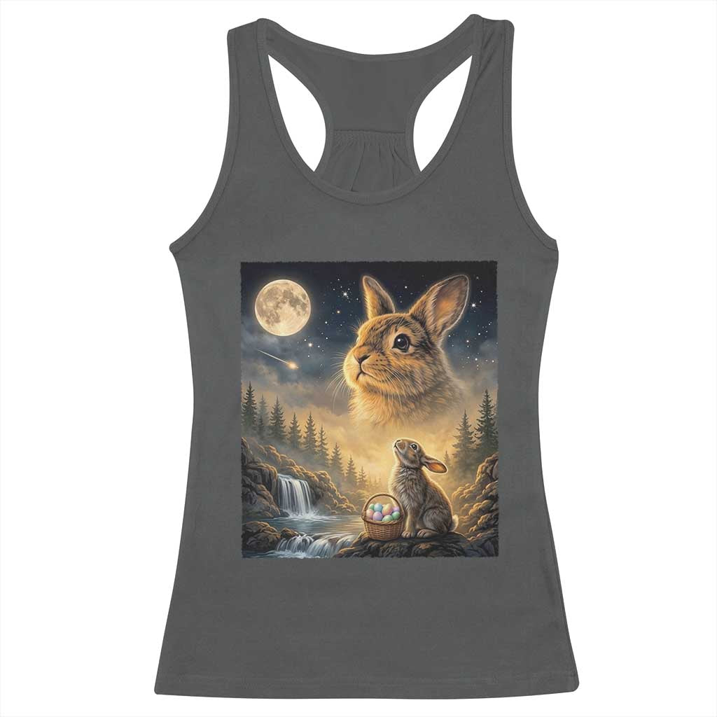 Easter Bunny Howling to the Moon Vintage Racerback Tank Top TS14 Dark Heather Print Your Wear