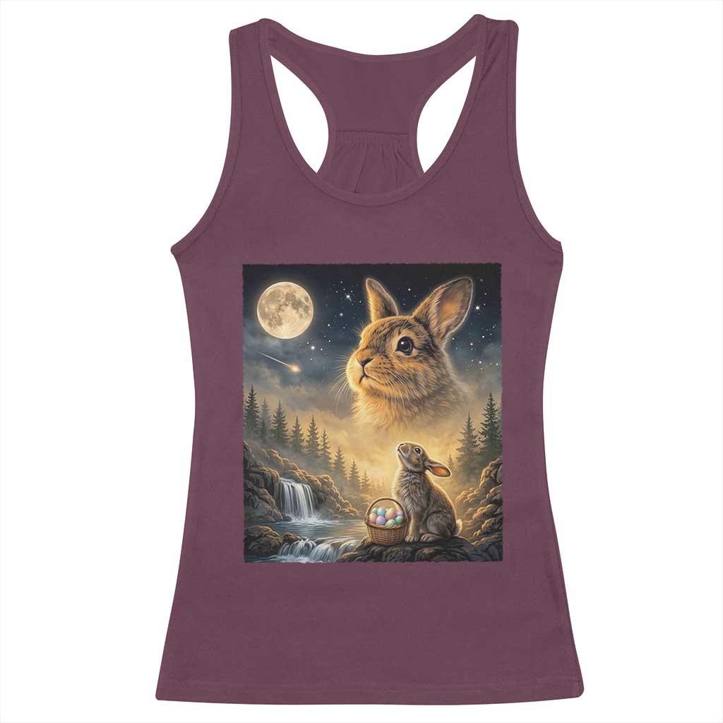 Easter Bunny Howling to the Moon Vintage Racerback Tank Top TS14 Maroon Print Your Wear
