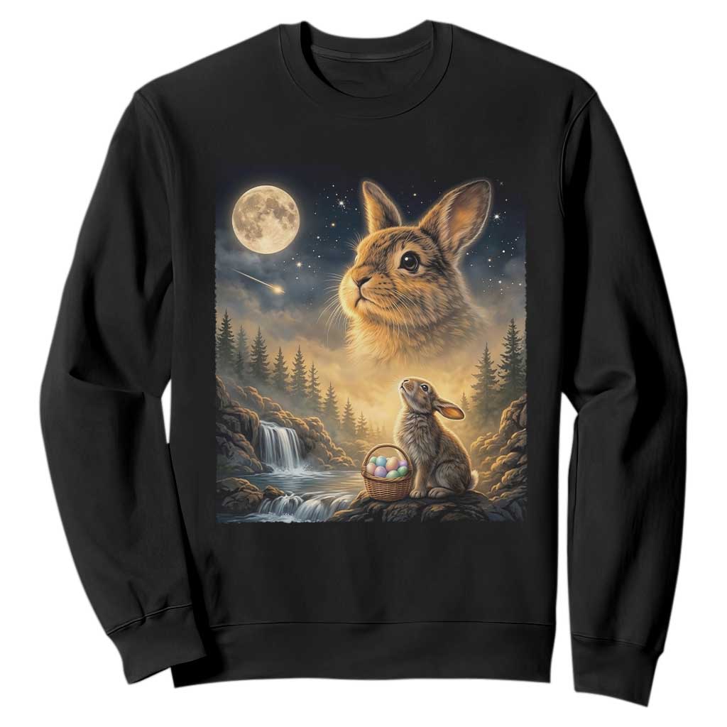 Easter Bunny Howling to the Moon Vintage Sweatshirt TS14 Black Print Your Wear