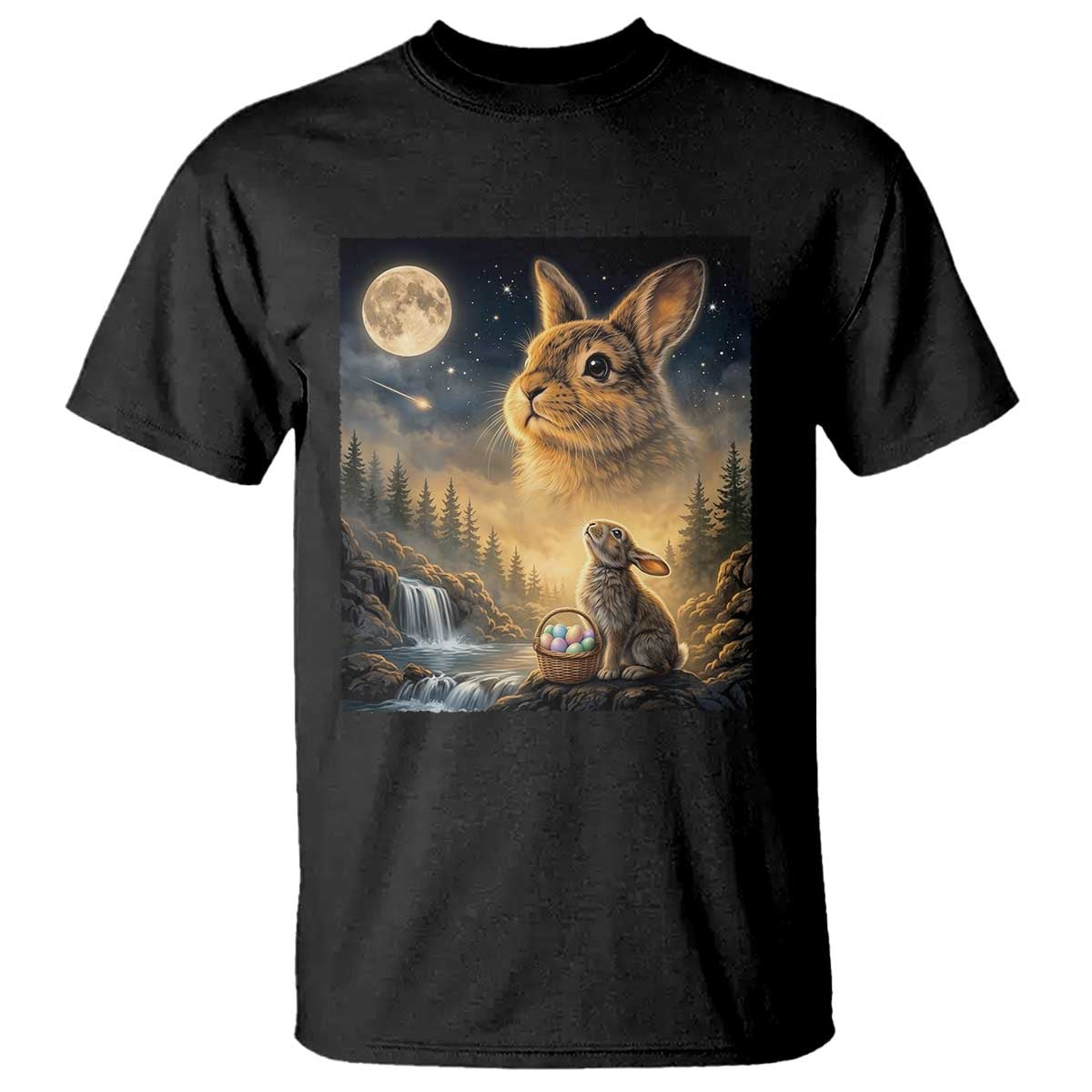 Easter Bunny Howling to the Moon Vintage T Shirt TS14 Black Print Your Wear