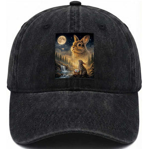 Easter Bunny Howling to the Moon Vintage Washed Cotton Baseball Cap TS14 Print Your Wear