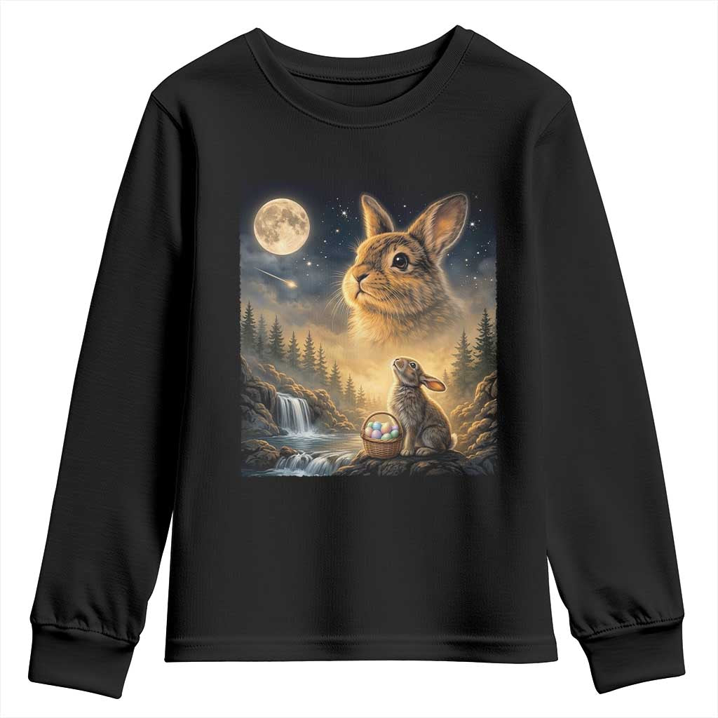 Easter Bunny Howling to the Moon Vintage Youth Sweatshirt TS14 Black Print Your Wear
