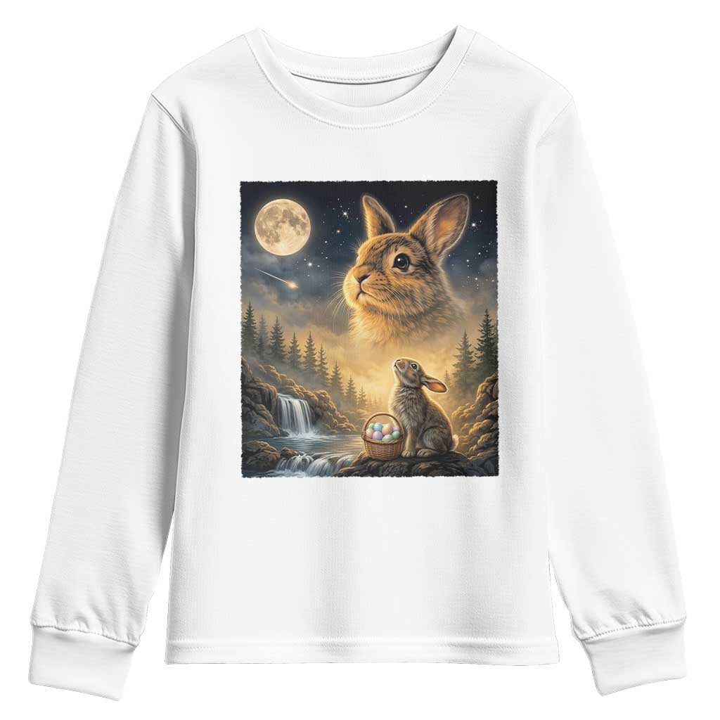 Easter Bunny Howling to the Moon Vintage Youth Sweatshirt TS14 White Print Your Wear