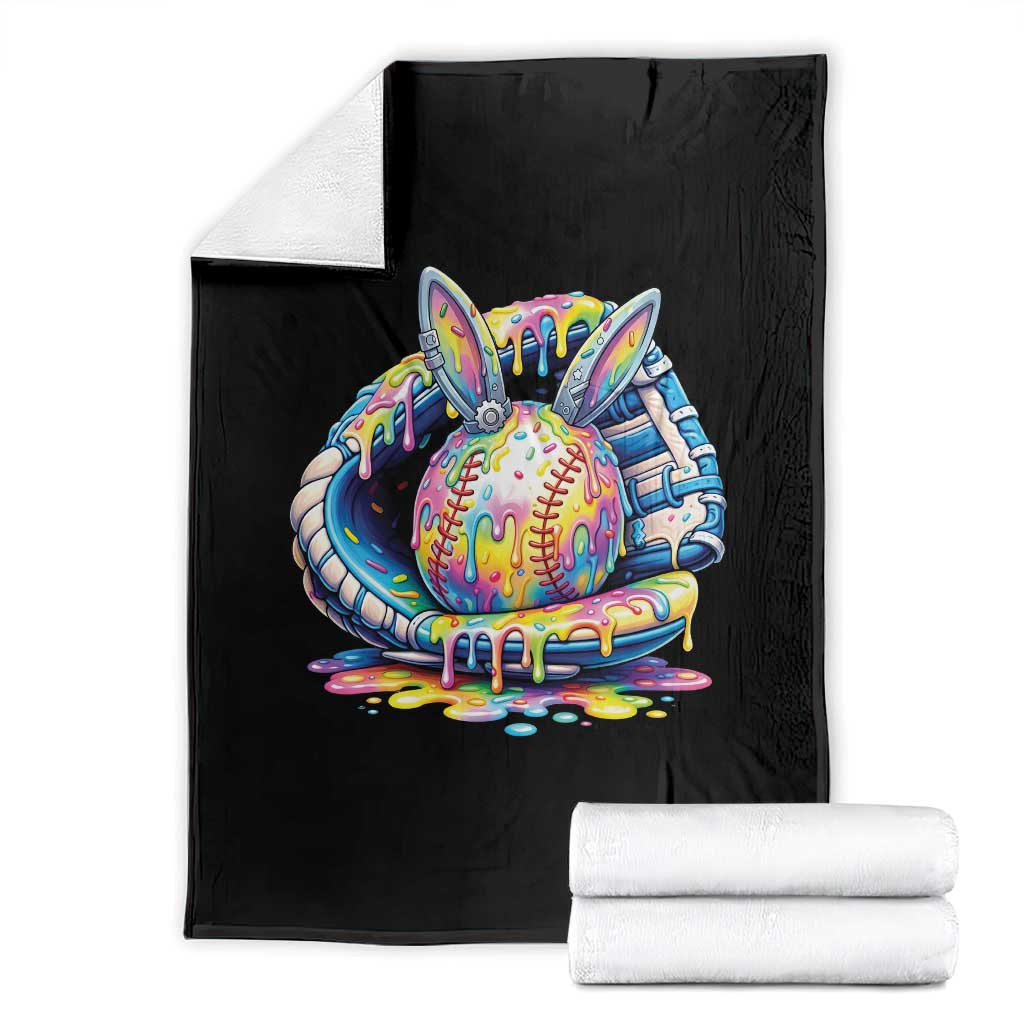 Baseball Easter Throw Blanket Drip Ice Cream Sprinkles Baseball Glove TS14 Black Print Your Wear