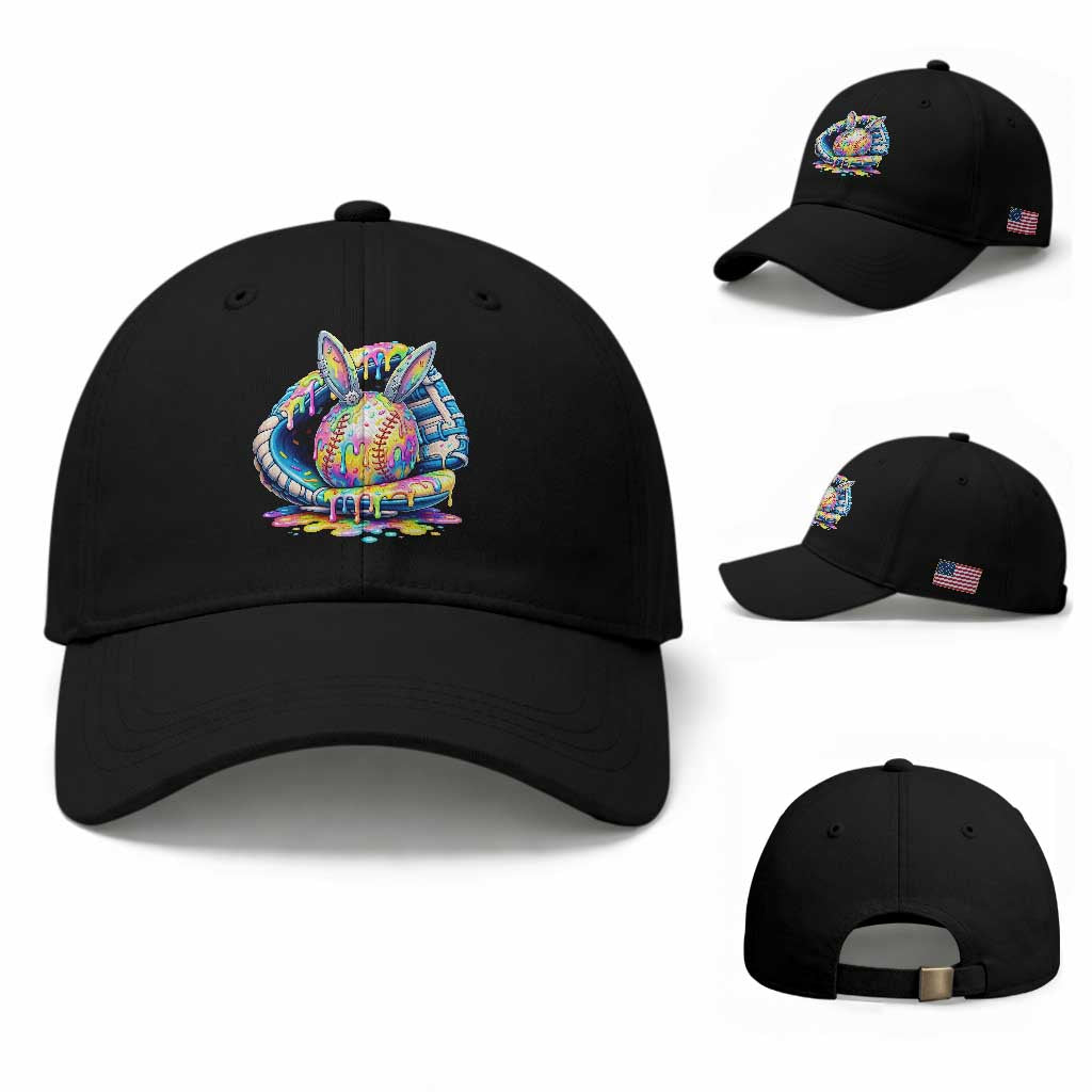 Baseball Easter Baseball Cap Drip Ice Cream Sprinkles Baseball Glove TS14 Baseball Cap Universal Fit Black Print Your Wear