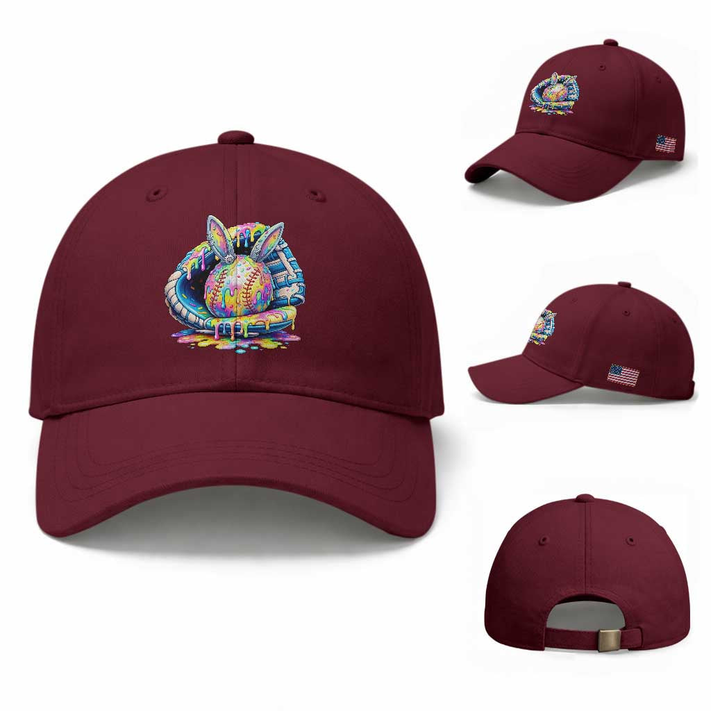 Baseball Easter Baseball Cap Drip Ice Cream Sprinkles Baseball Glove TS14 Baseball Cap Universal Fit Maroon Print Your Wear