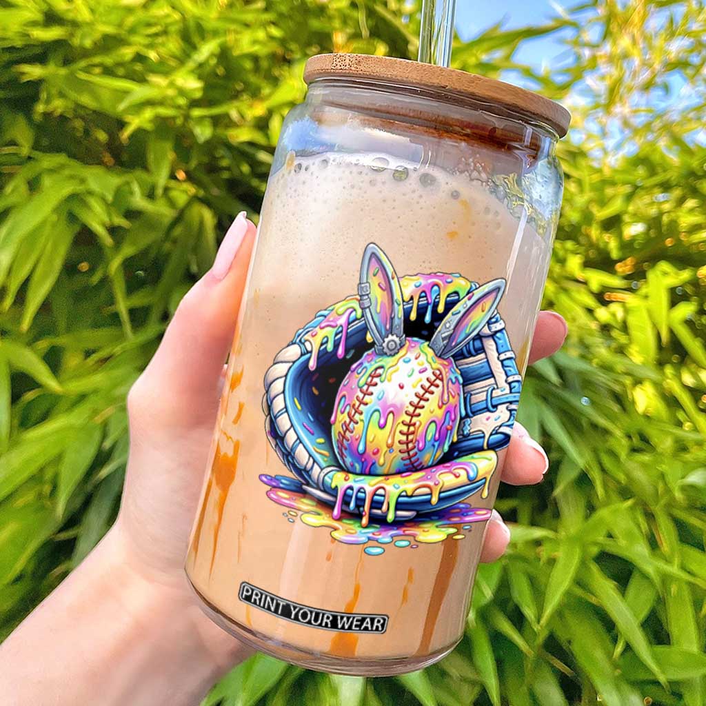 Baseball Easter Glass Can Drip Ice Cream Sprinkles Baseball Glove TS14 Black Print Your Wear