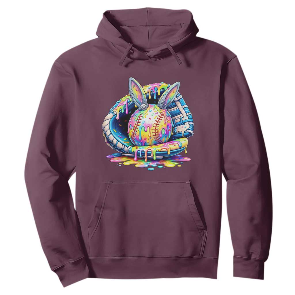 Baseball Easter Hoodie Drip Ice Cream Sprinkles Baseball Glove TS14 Maroon Print Your Wear