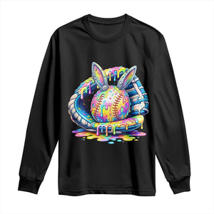 Baseball Easter Long Sleeve Shirt Drip Ice Cream Sprinkles Baseball Glove TS14 Black Print Your Wear