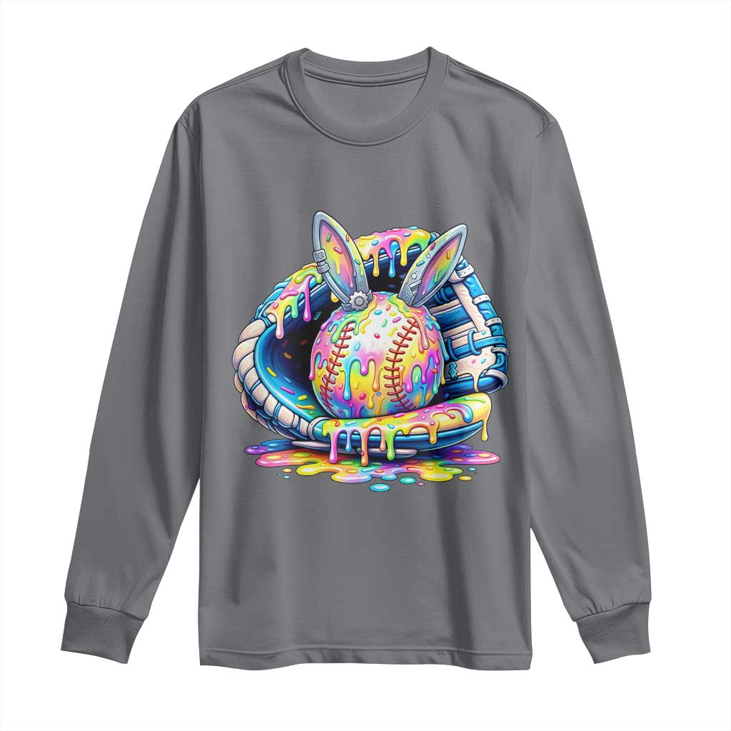 Baseball Easter Long Sleeve Shirt Drip Ice Cream Sprinkles Baseball Glove TS14 Charcoal Print Your Wear