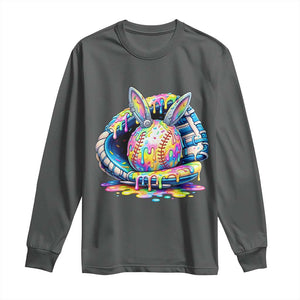 Baseball Easter Long Sleeve Shirt Drip Ice Cream Sprinkles Baseball Glove TS14 Dark Heather Print Your Wear