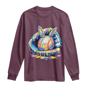 Baseball Easter Long Sleeve Shirt Drip Ice Cream Sprinkles Baseball Glove TS14 Maroon Print Your Wear