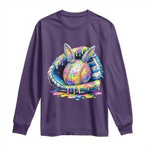 Baseball Easter Long Sleeve Shirt Drip Ice Cream Sprinkles Baseball Glove TS14 Purple Print Your Wear