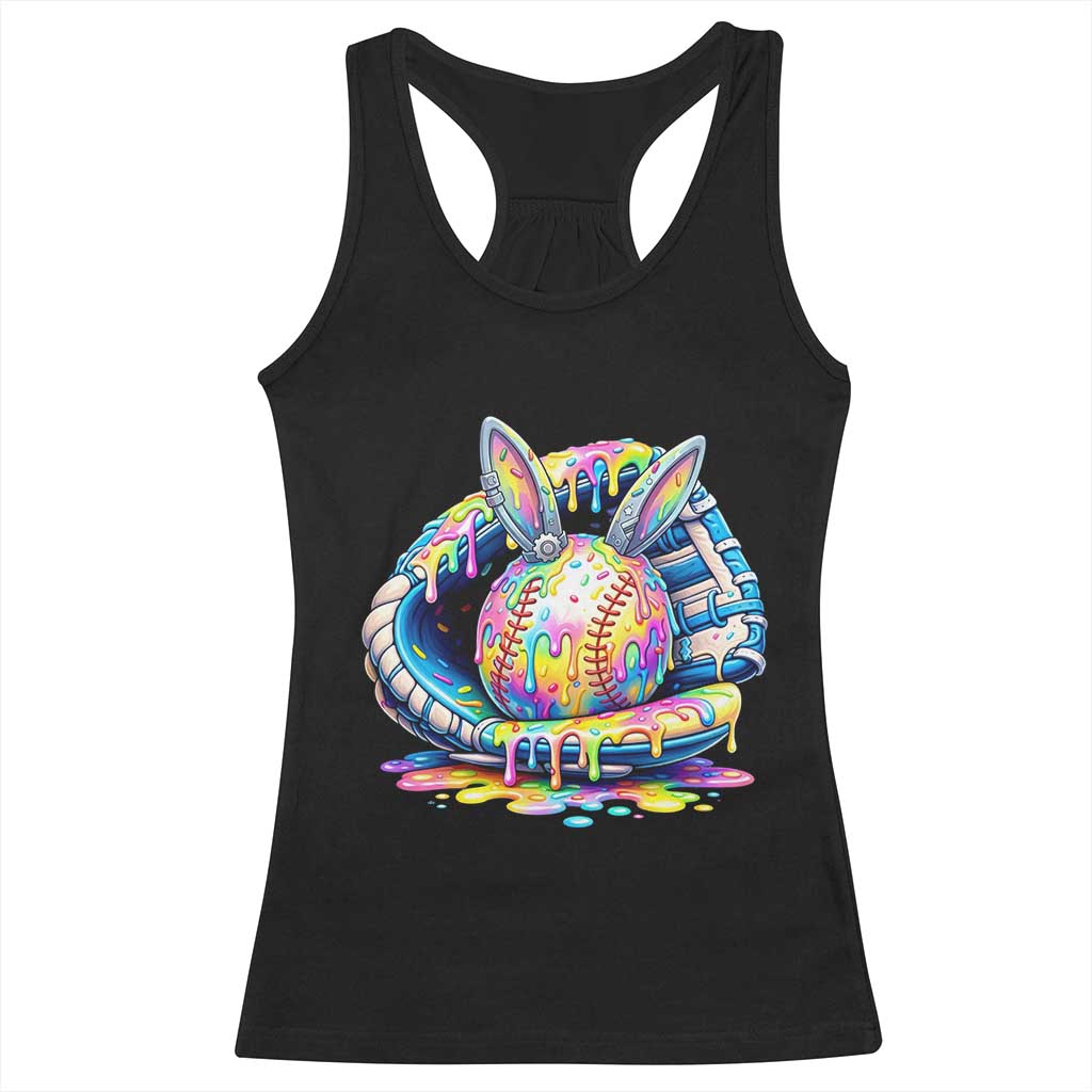 Baseball Easter Racerback Tank Top Drip Ice Cream Sprinkles Baseball Glove TS14 Black Print Your Wear