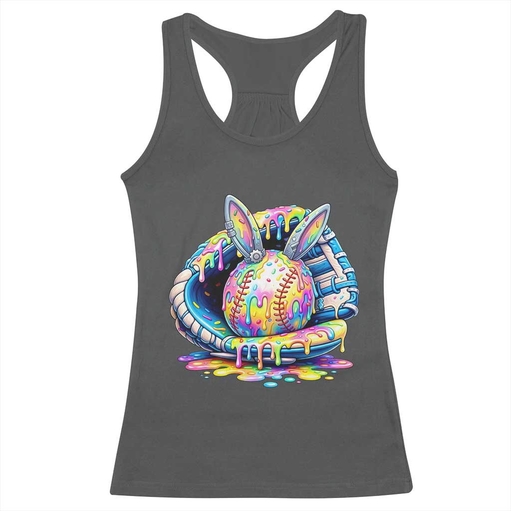 Baseball Easter Racerback Tank Top Drip Ice Cream Sprinkles Baseball Glove TS14 Dark Heather Print Your Wear