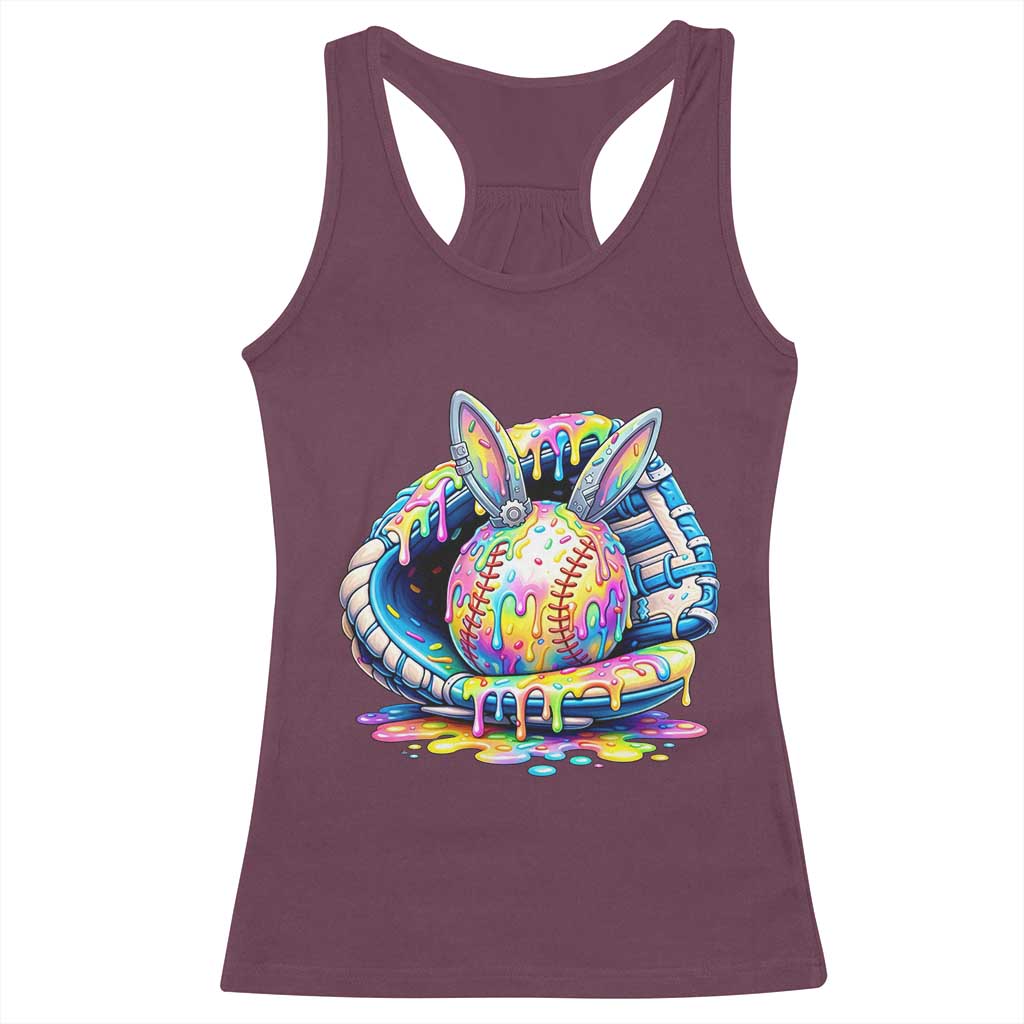 Baseball Easter Racerback Tank Top Drip Ice Cream Sprinkles Baseball Glove TS14 Maroon Print Your Wear