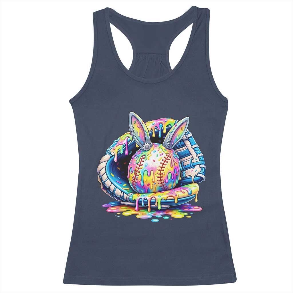Baseball Easter Racerback Tank Top Drip Ice Cream Sprinkles Baseball Glove TS14 Navy Print Your Wear