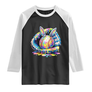 Baseball Easter Raglan Shirt Drip Ice Cream Sprinkles Baseball Glove TS14 Black White Print Your Wear