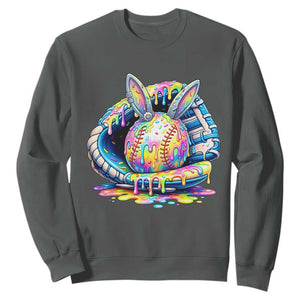 Baseball Easter Sweatshirt Drip Ice Cream Sprinkles Baseball Glove TS14 Dark Heather Print Your Wear