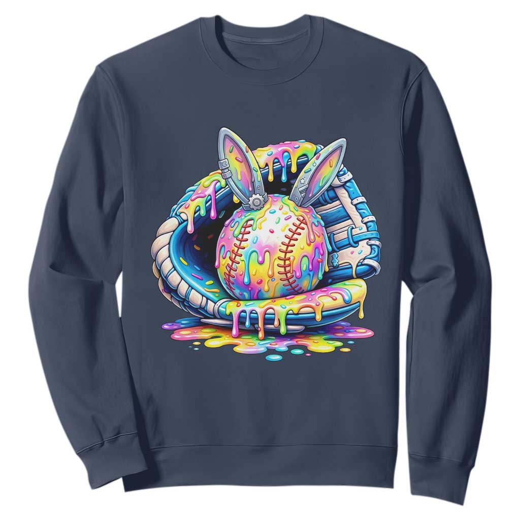 Baseball Easter Sweatshirt Drip Ice Cream Sprinkles Baseball Glove TS14 Navy Print Your Wear