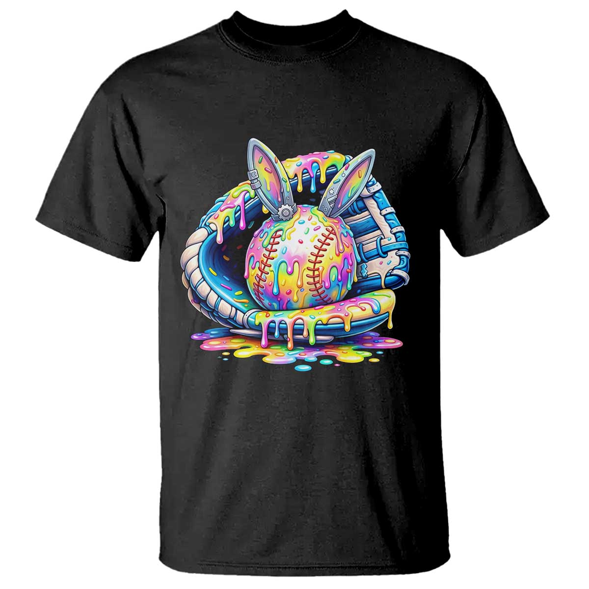 Baseball Easter T Shirt Drip Ice Cream Sprinkles Baseball Glove TS14 Black Print Your Wear
