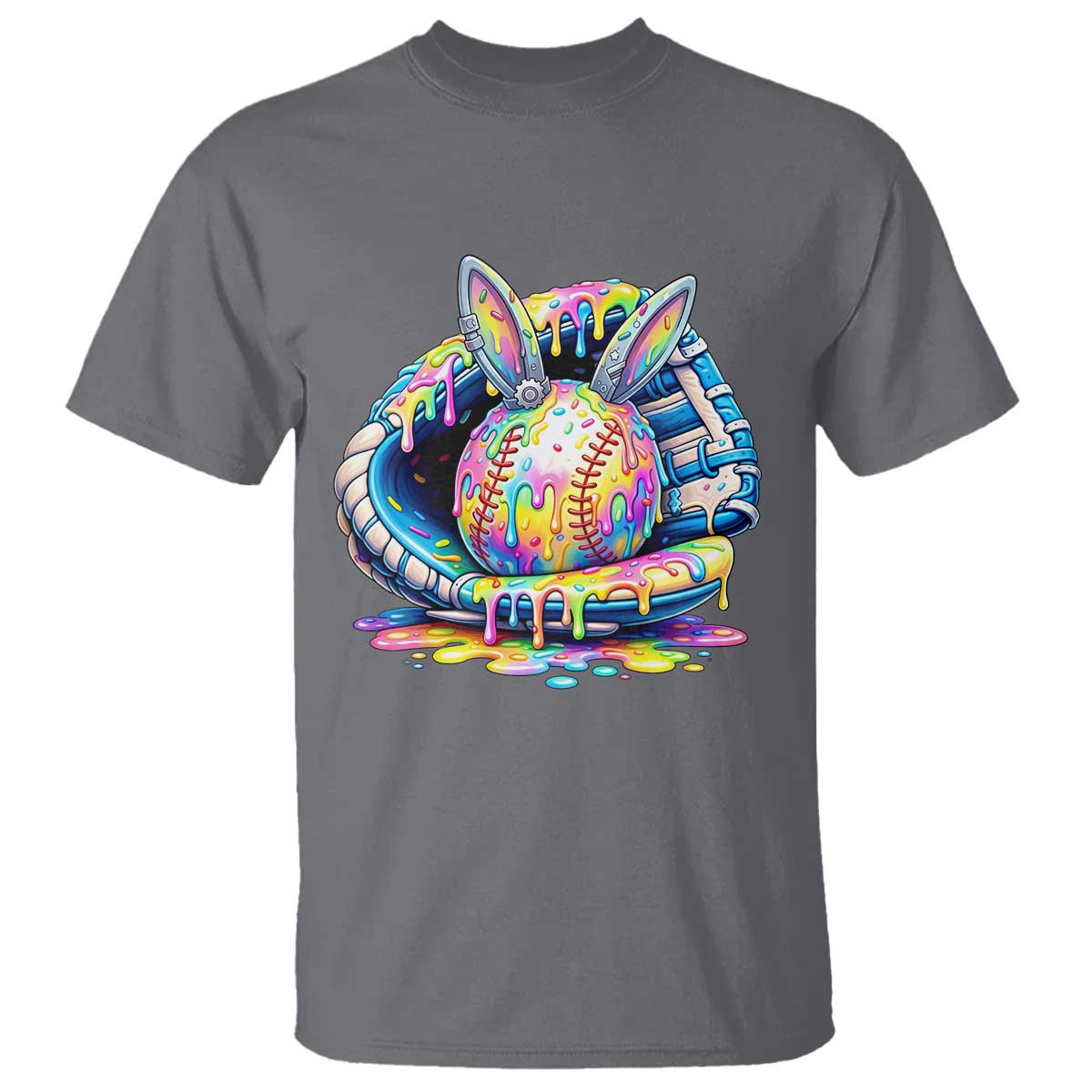 Baseball Easter T Shirt Drip Ice Cream Sprinkles Baseball Glove TS14 Charcoal Print Your Wear