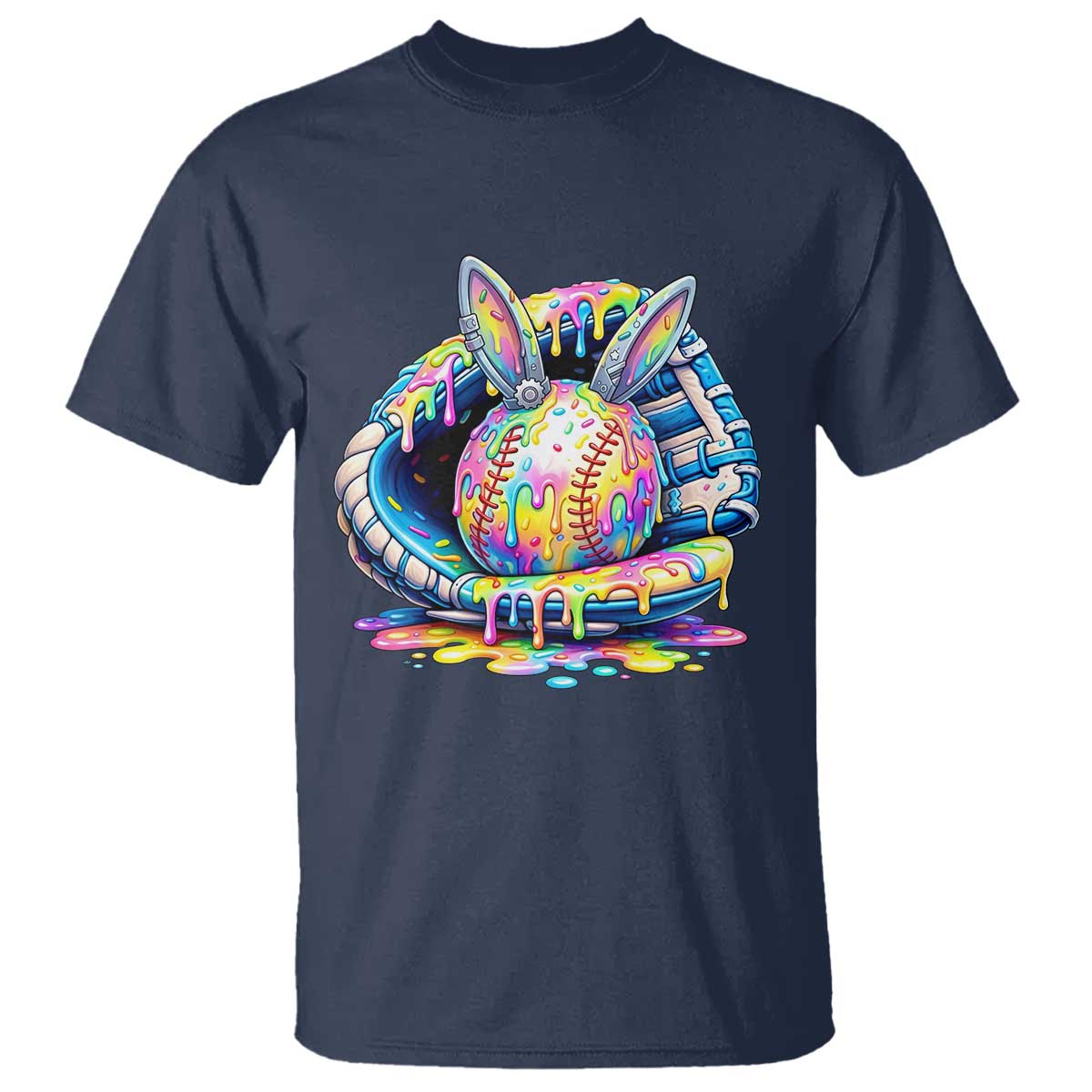 Baseball Easter T Shirt Drip Ice Cream Sprinkles Baseball Glove TS14 Navy Print Your Wear