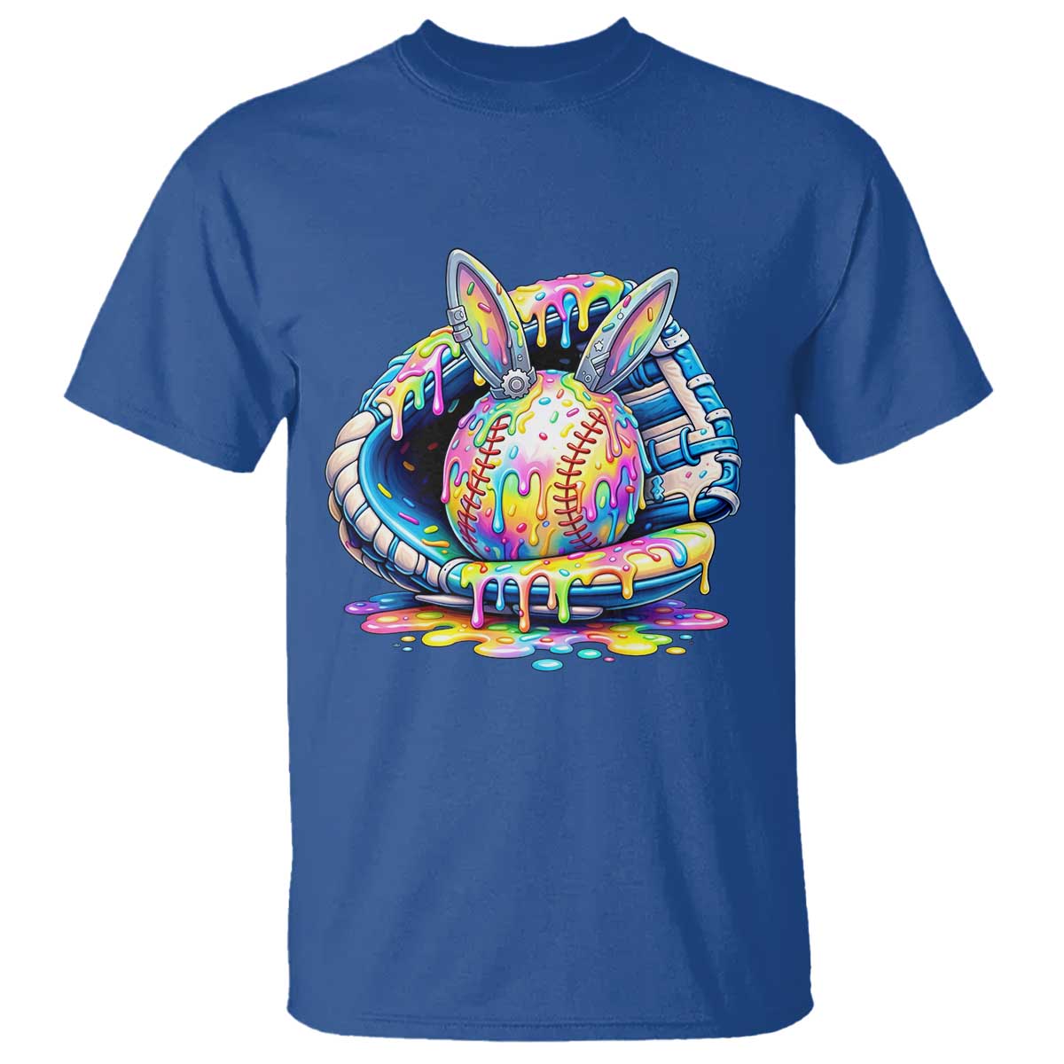 Baseball Easter T Shirt Drip Ice Cream Sprinkles Baseball Glove TS14 Royal Blue Print Your Wear