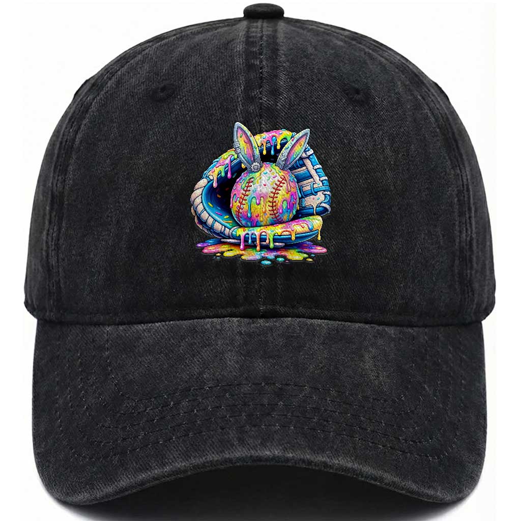 Baseball Easter Washed Cotton Baseball Cap Drip Ice Cream Sprinkles Baseball Glove TS14 Print Your Wear