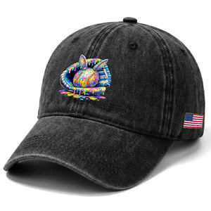 Baseball Easter Washed Cotton Baseball Cap Drip Ice Cream Sprinkles Baseball Glove TS14 Print Your Wear