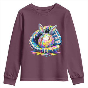 Baseball Easter Youth Sweatshirt Drip Ice Cream Sprinkles Baseball Glove TS14 Maroon Print Your Wear