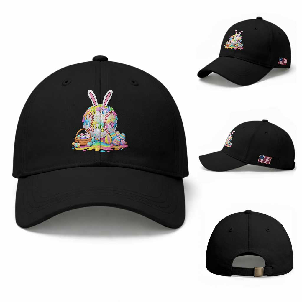 Baseball Easter Drip Ice Cream Sprinkles Egg Gift Baseball Cap TS14 Baseball Cap Universal Fit Black Print Your Wear