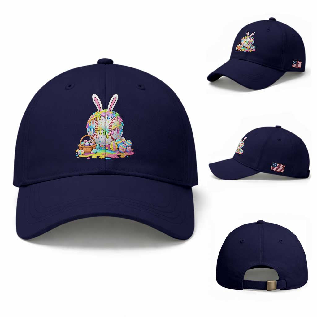 Baseball Easter Drip Ice Cream Sprinkles Egg Gift Baseball Cap TS14 Baseball Cap Universal Fit Dark Blue Print Your Wear