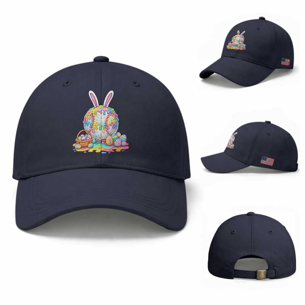 Baseball Easter Drip Ice Cream Sprinkles Egg Gift Baseball Cap TS14 Baseball Cap Universal Fit Navy Print Your Wear